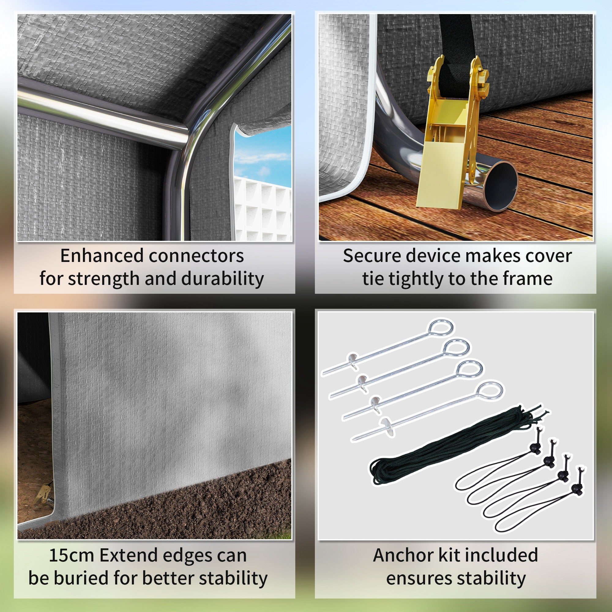 2 Metre Garden Fabric Storage Tent Set of 2 - Waterproof Grey