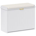 Elegant Six-Pair Shoe Bench with Padded Seat - White