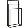 Freestanding Towel Rack, Steel Towel Rail Holder with 3 Bars, Black
