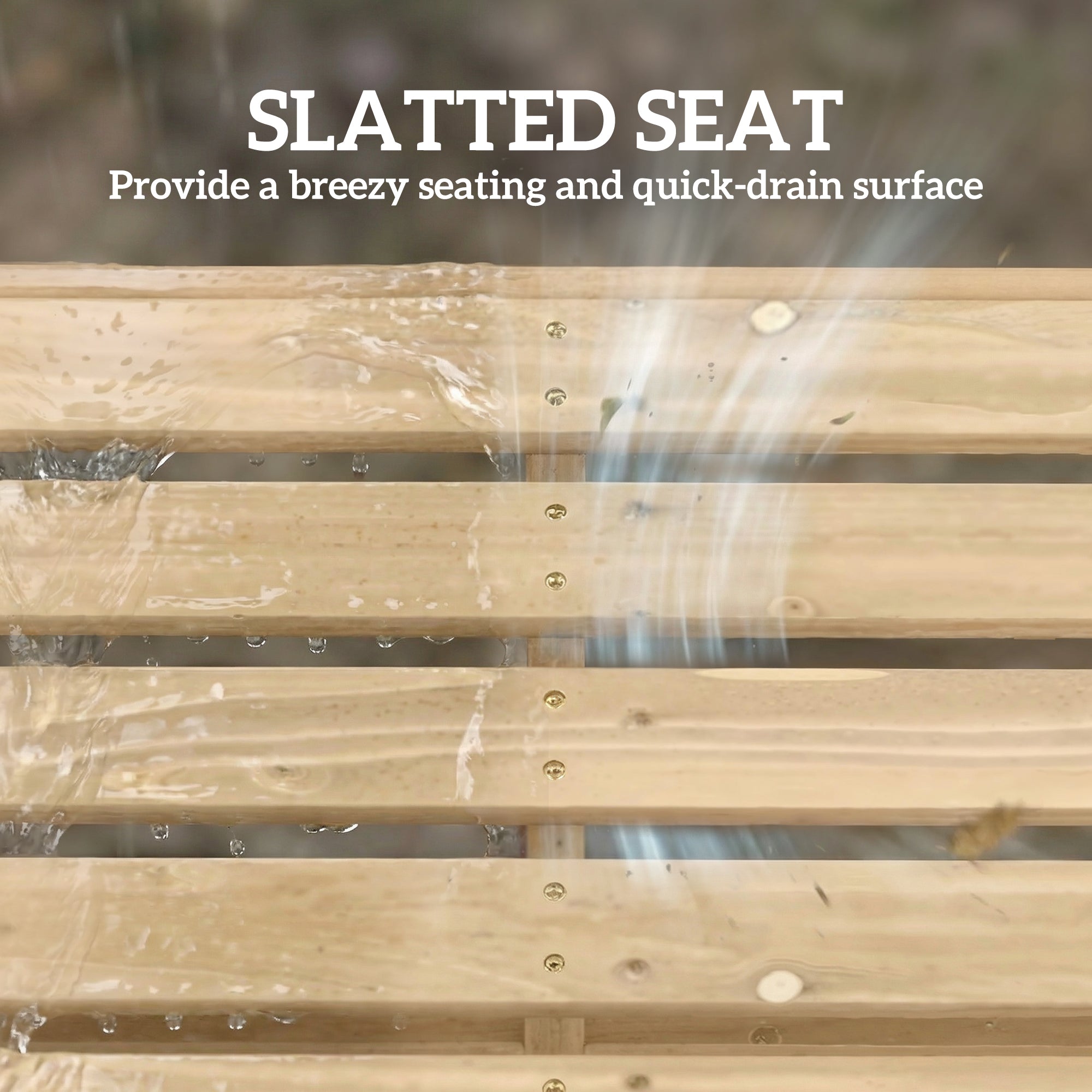 Wooden Outdoor Bench, 2 Seater Garden Bench, Backless Patio Bench with Slatted Curved Seat, Natural Wood Finish
