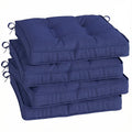 Garden Seat Cushion with Ties, 42 x 42cm Replacement Dining Chair Seat Pad, Dark Blue