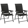 Set of 2 Folding Outdoor Chairs with Breathable Mesh Seats and Armrests - Black