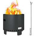 Smokeless Steel Fire Pit with Poker 45cm Diameter - Grey