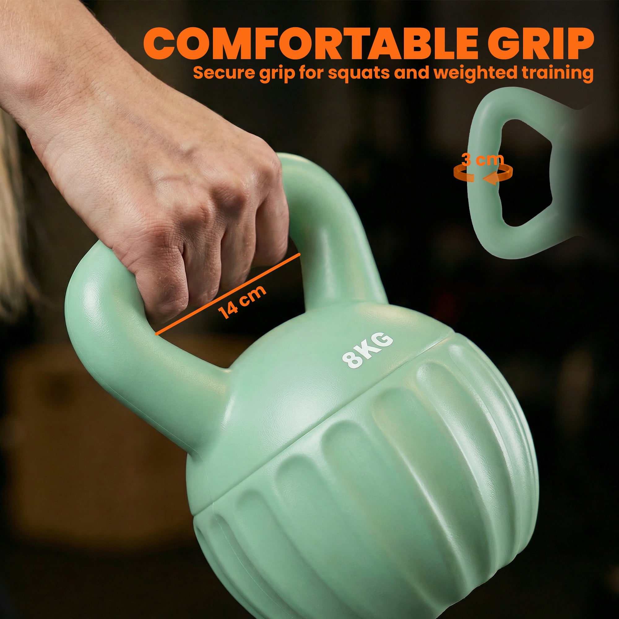 Kettlebell for Strength Training Kettle Bell with Non-Slip Handle 8 kg Green