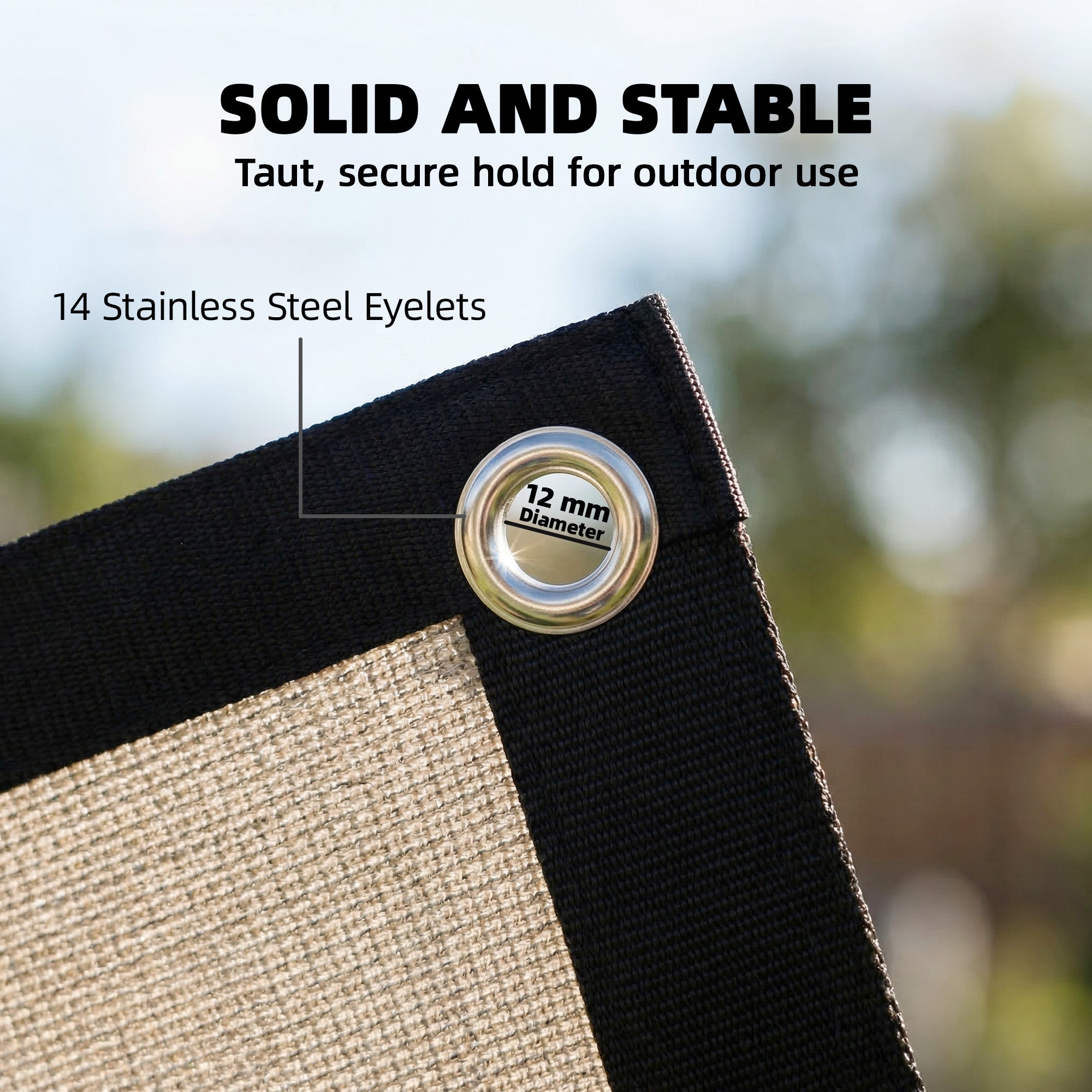 Sun Shade Sail UV Protection Canopy with Stainless Steel Eyelets for Patio Garden 3 x 3.6 m Beige