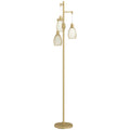 3-Light Floor Lamp, 170cm Industrial Dimmable Standing Lamp with Steel Wire Cage Lampshades for Living Room, Bedroom, Dining Room, Study, Bulb Not Included, Gold Tone