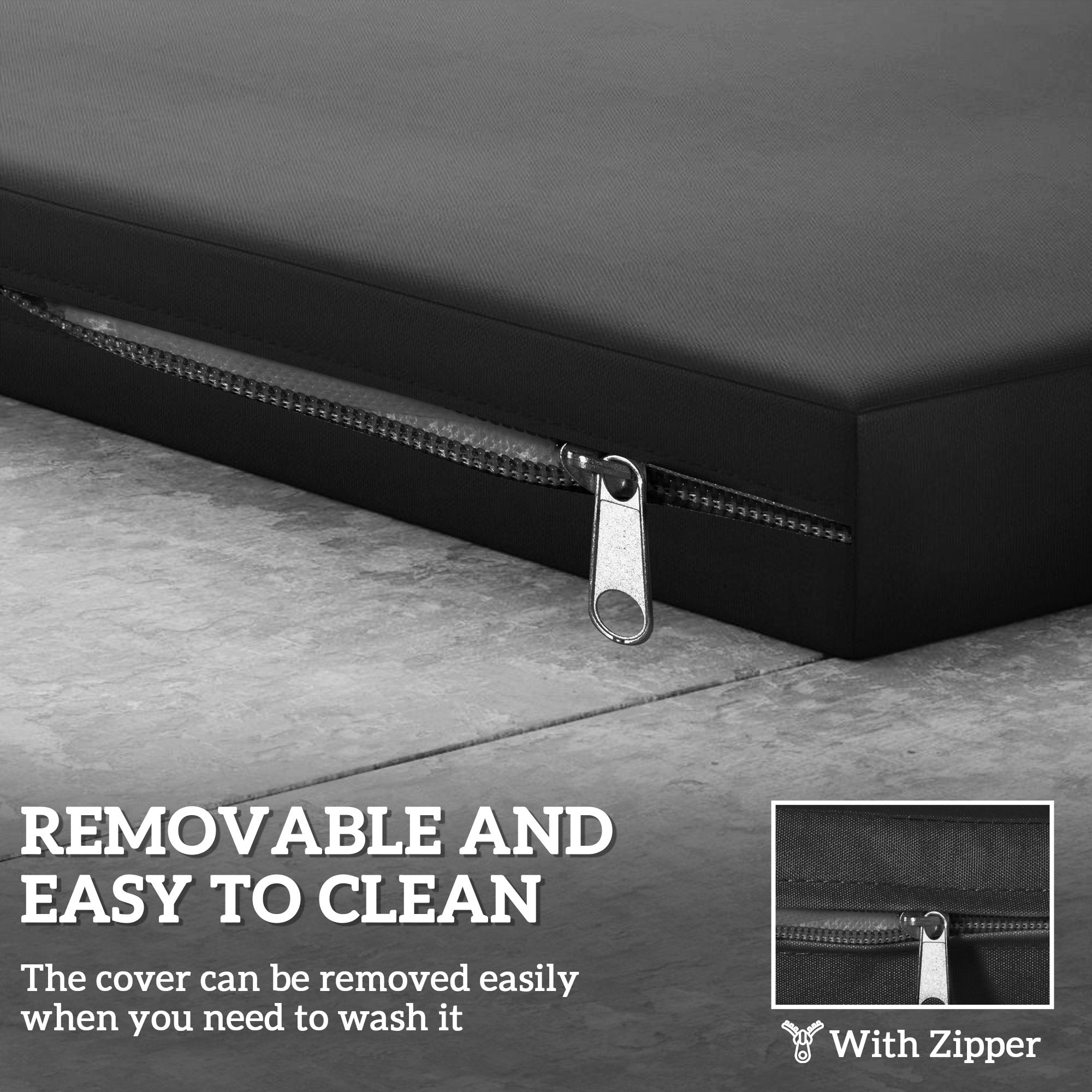 Outdoor Seat Cushion Pads for Rattan Furniture, 3 PCs Garden Furniture Cushions, Black