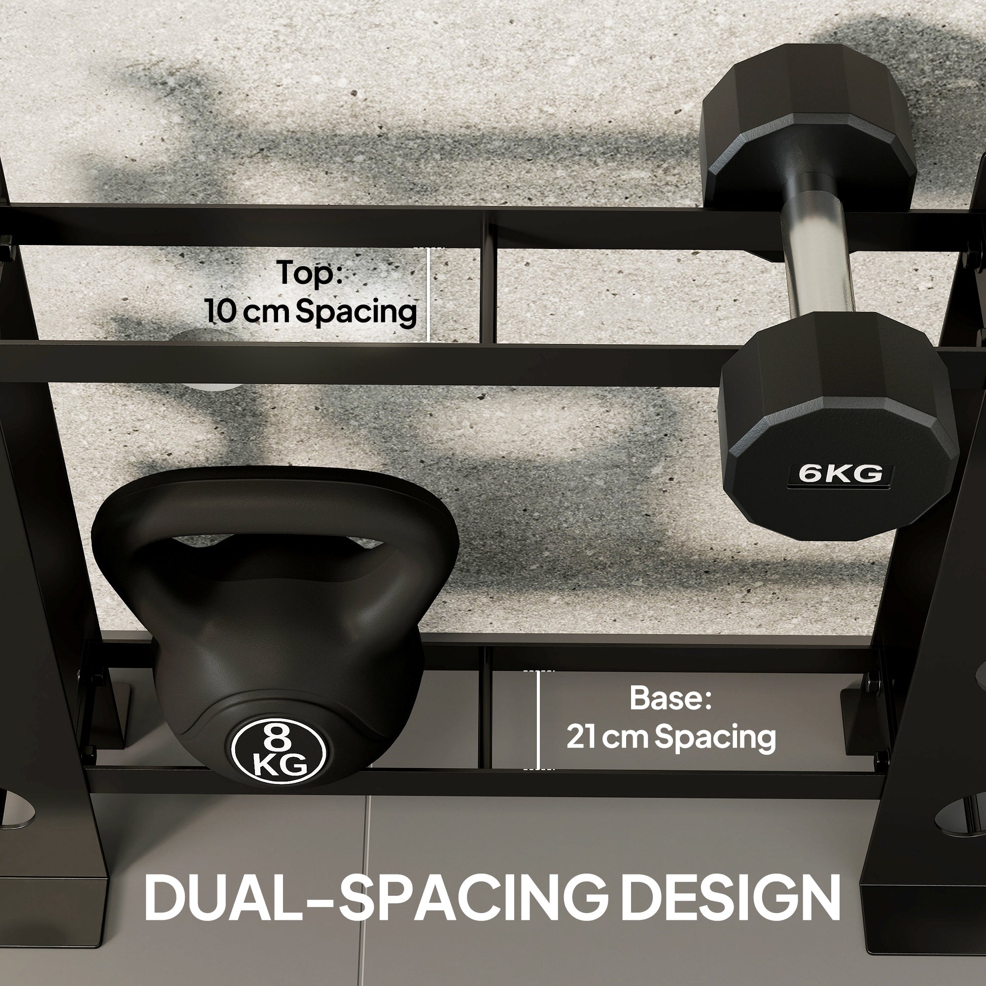 4-Tier Dumbbell Rack, Heavy-Duty Weight Rack for Dumbbells, Kettlebells and Multiple Balls, 200 KG Capacity, Black