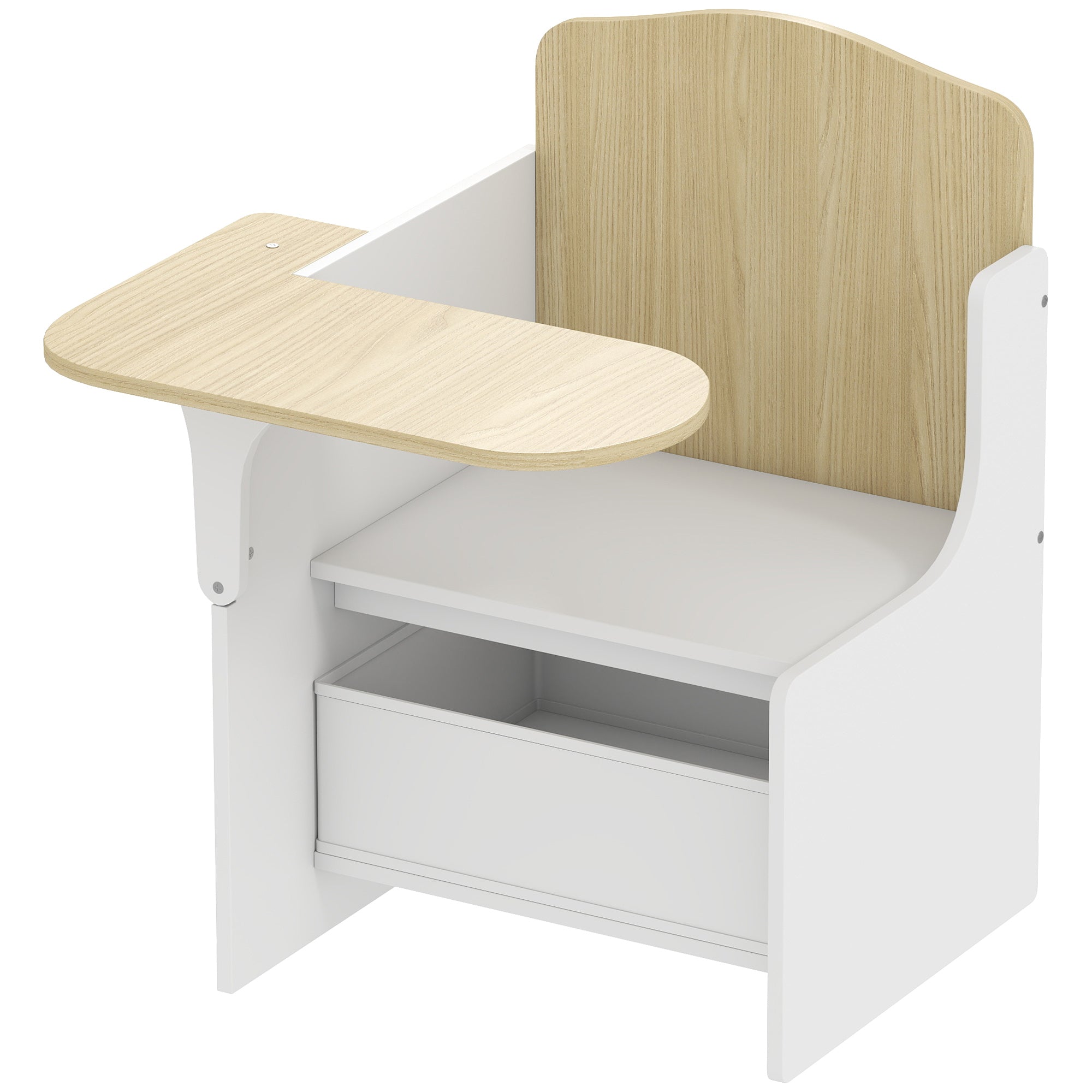 Kids Table and Chair Set, Children Desk and Chair with Storage Bins for Playing, Reading, Painting, for Ages 3-5, White