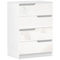 Chest of Four High Gloss Drawers with Curved Handles - White