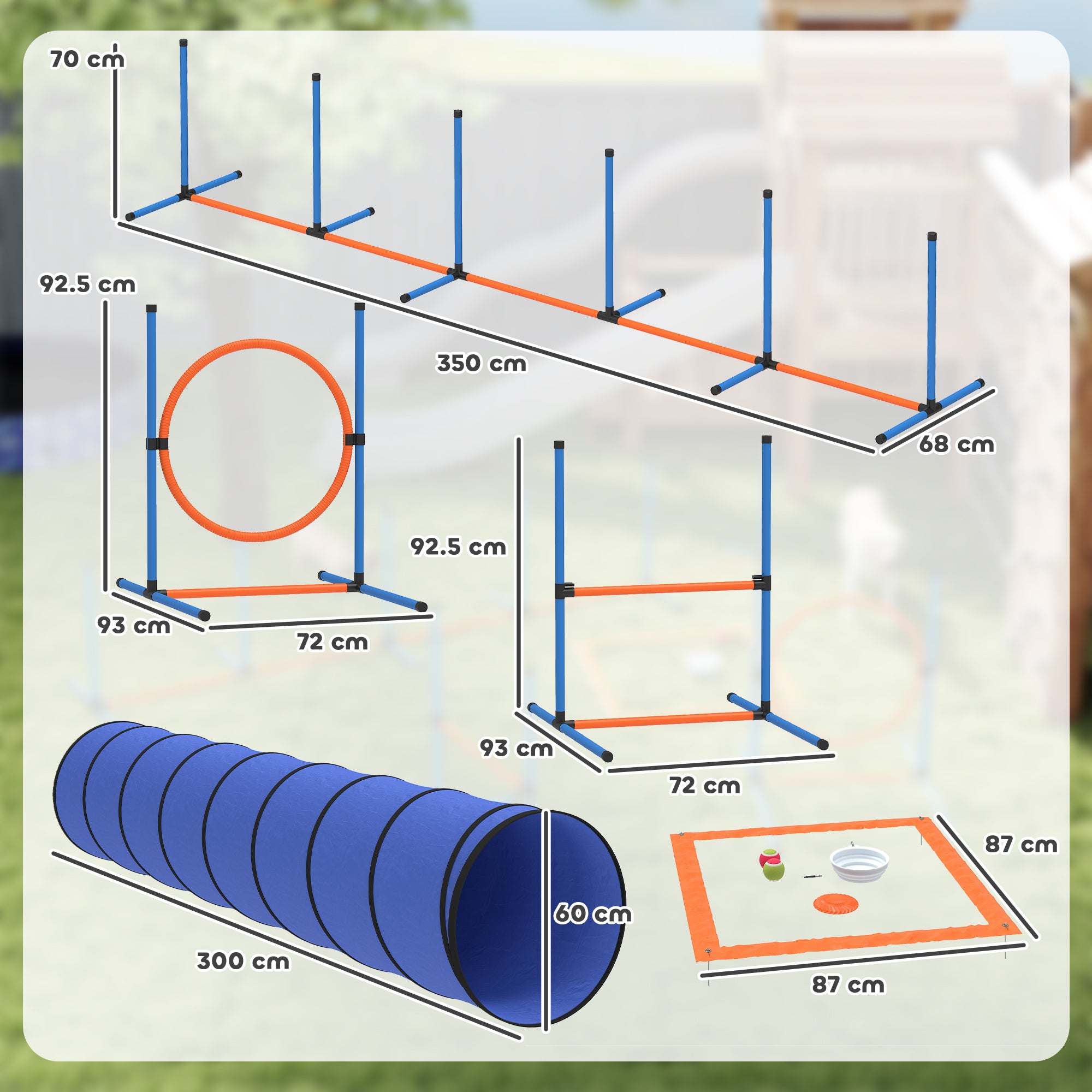 Dog Agility Equipment, 8PCS Agility Training Set with Tunnel, Weave Poles, Adjustable Hurdles, Jump Ring