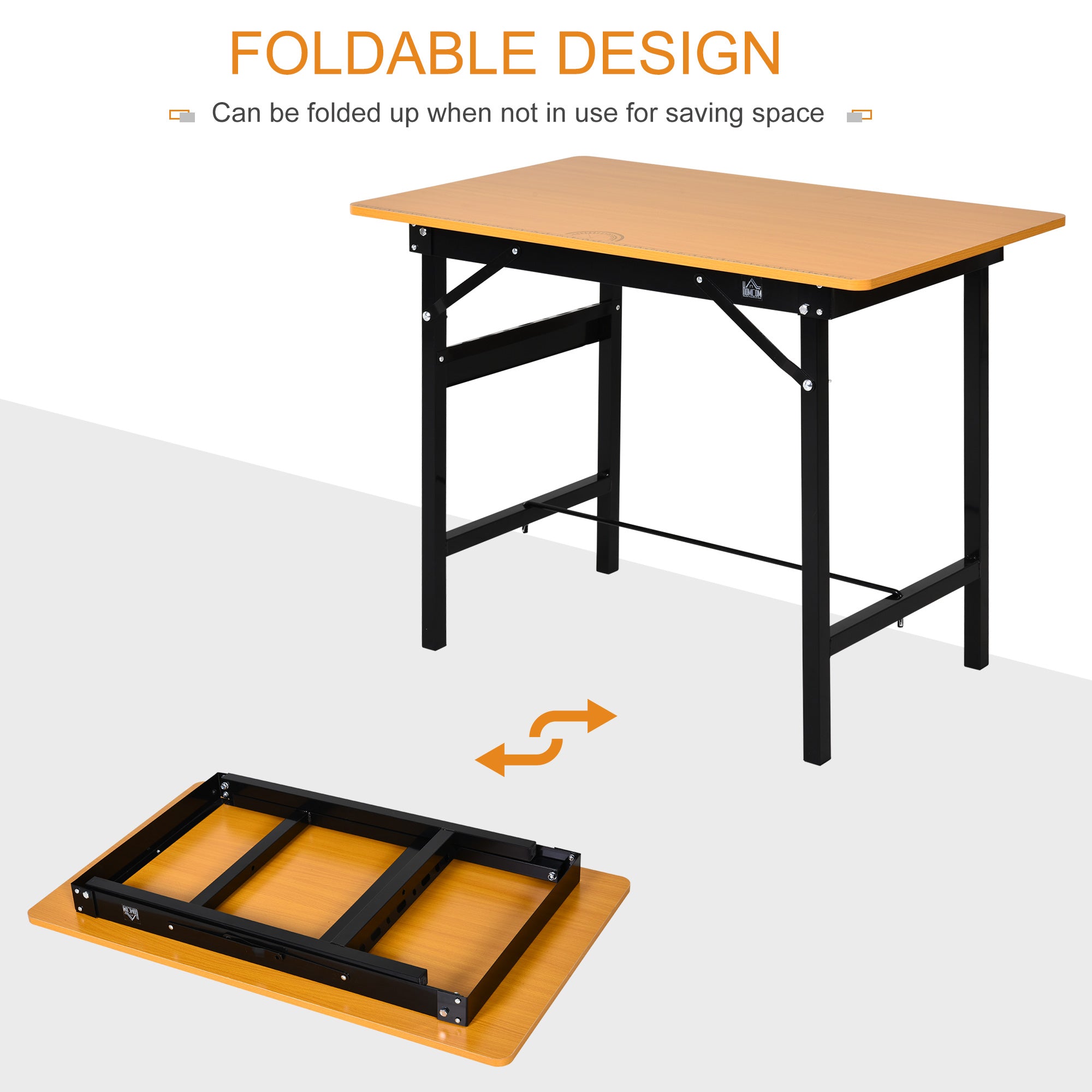 Foldable Garage Work Bench, Craft Table MDF Workstation, Heavy-duty Steel Frame with Ruler, Protractor