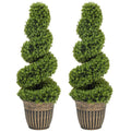 Set of 2 Artificial Plants, Topiary Spiral Boxwood Trees with Pot, for Home Indoor Outdoor Decor, 90cm