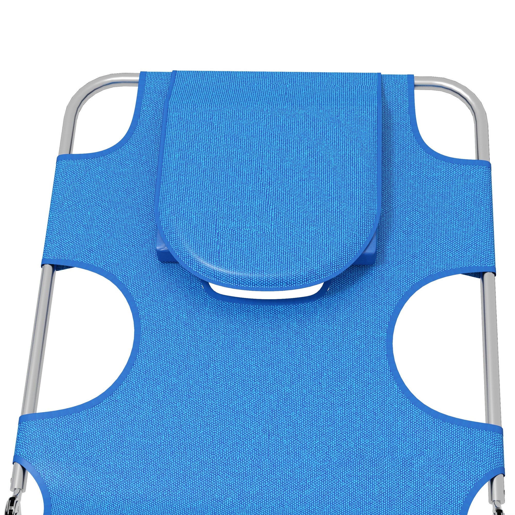 Foldable Sun Lounger Set of 2 with Reading Hole, Portable Sun Lounger with 5 Level Adjustable Backrest, Reclining Lounge Chair with Side Pocket, Headrest Pillow, Blue