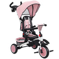6 in 1 Foldable Kids Trike with Adjustable Parent Handle & Canopy for Ages 1-5, Pink