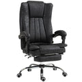 Microfibre Home Office Desk Chair with Reclining, Footrest, Armrests & Swivel Wheels - Black