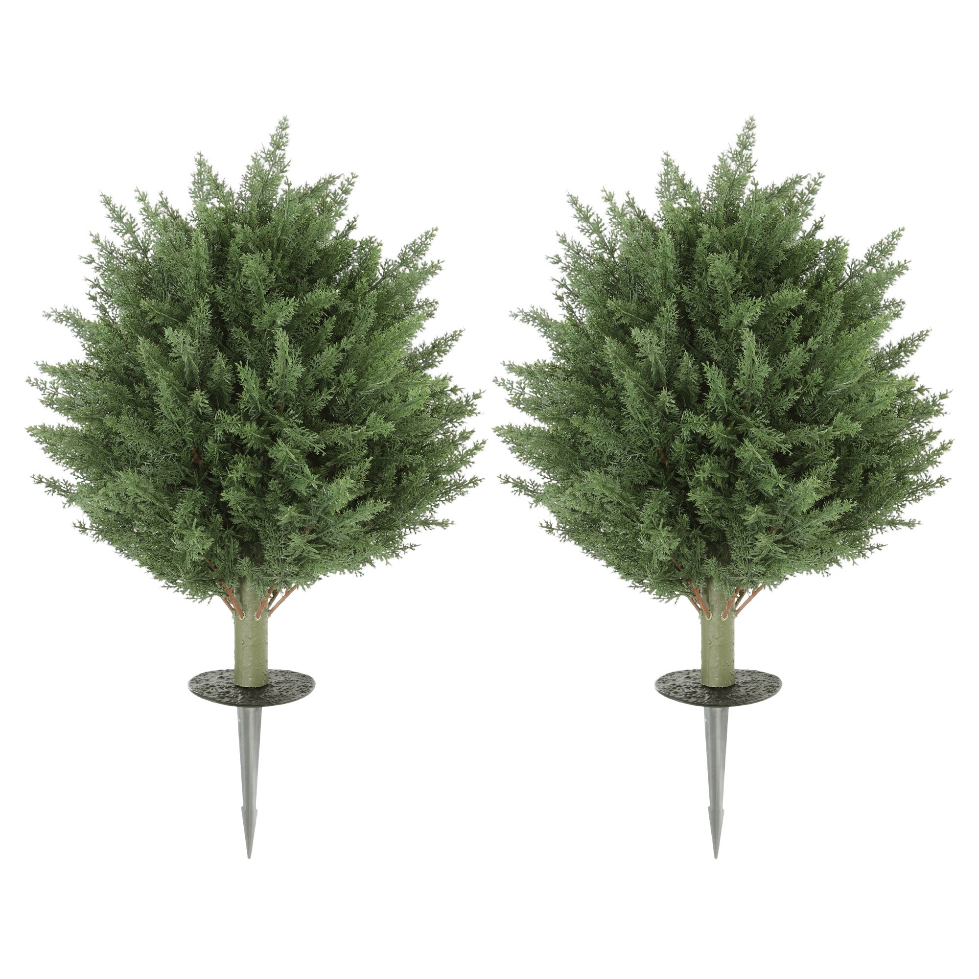 60 cm Artificial Cypress Tree with Ground Stake, Set of 2 Artificial Plants for Indoor & Outdoor, UV Resistant, Green