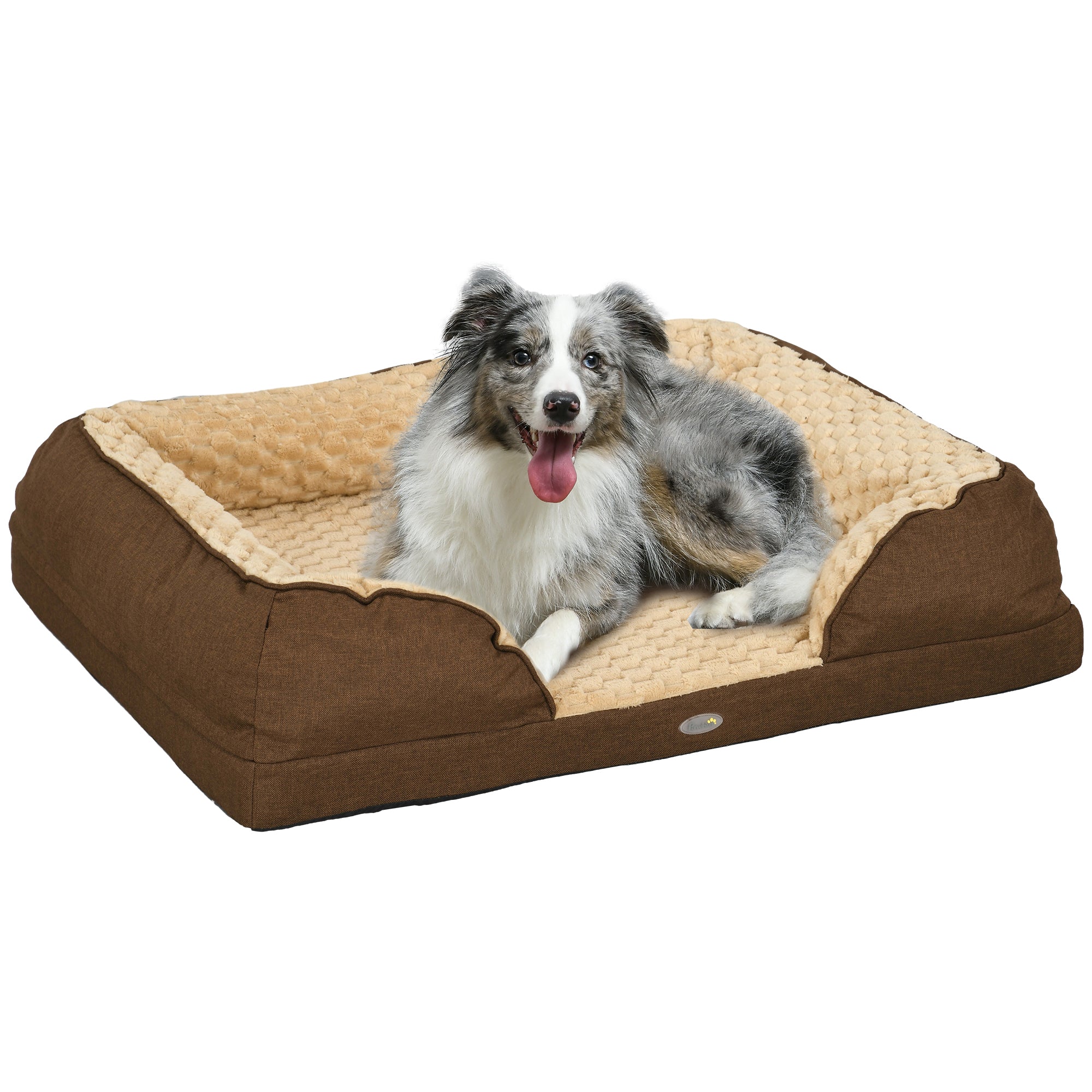 Calming Dog Bed Pet Mattress w/ Removable Cover, Anti-Slip Bottom, for Medium Dogs, 90L x 69W x 21Hcm - Brown