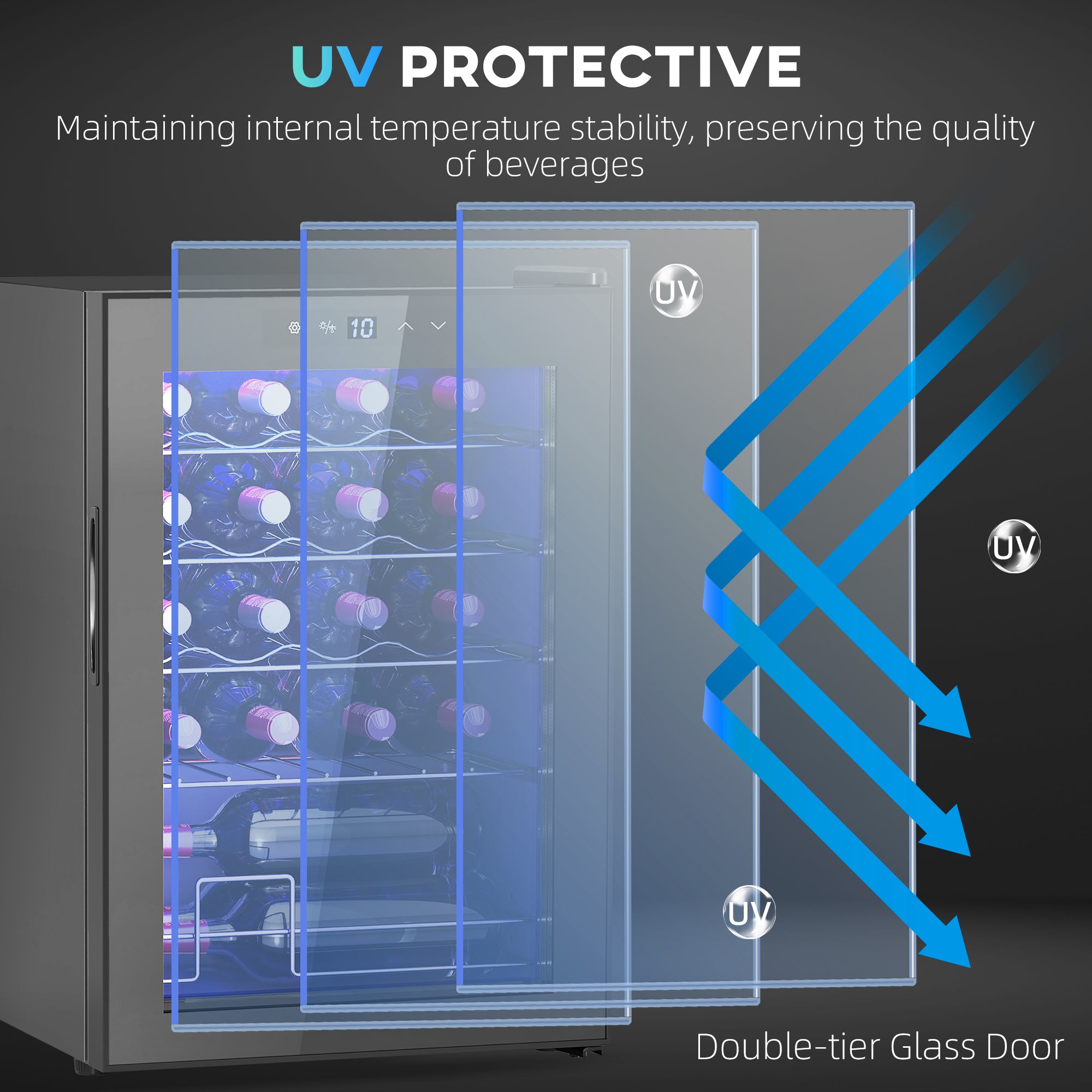 20 Bottle 5-18℃ Countertop Wine Fridge - Black