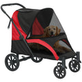 Easy Folding Large Dog Pet Stroller with Shock Absorb Wheels, Safety Leashes & Brakes - Black
