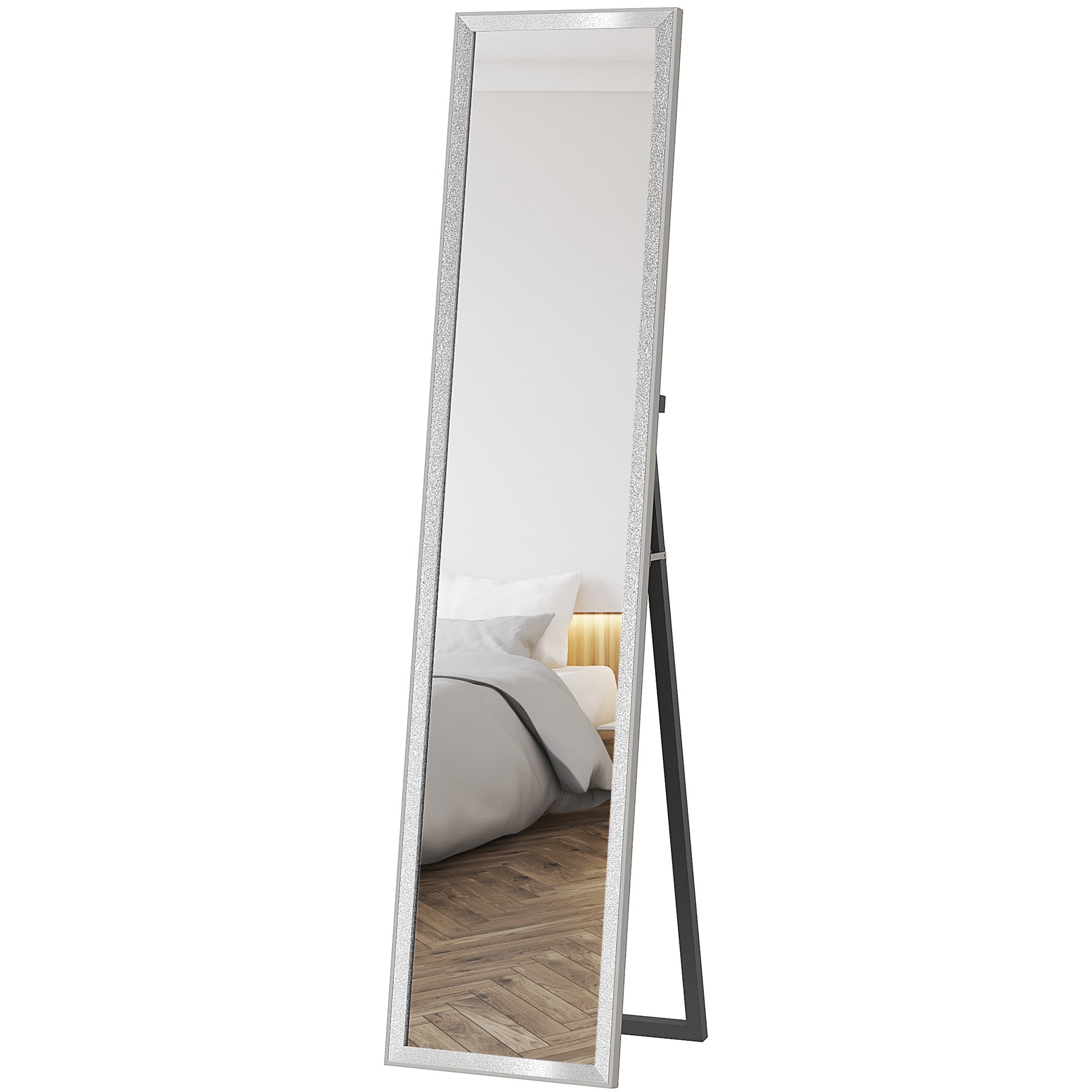 Full Length Mirror, 37 x 157cm Wall Mounted, Leaning, Free Standing Mirror, Framed Full Body Mirror for Living Room, Bedroom, Silver