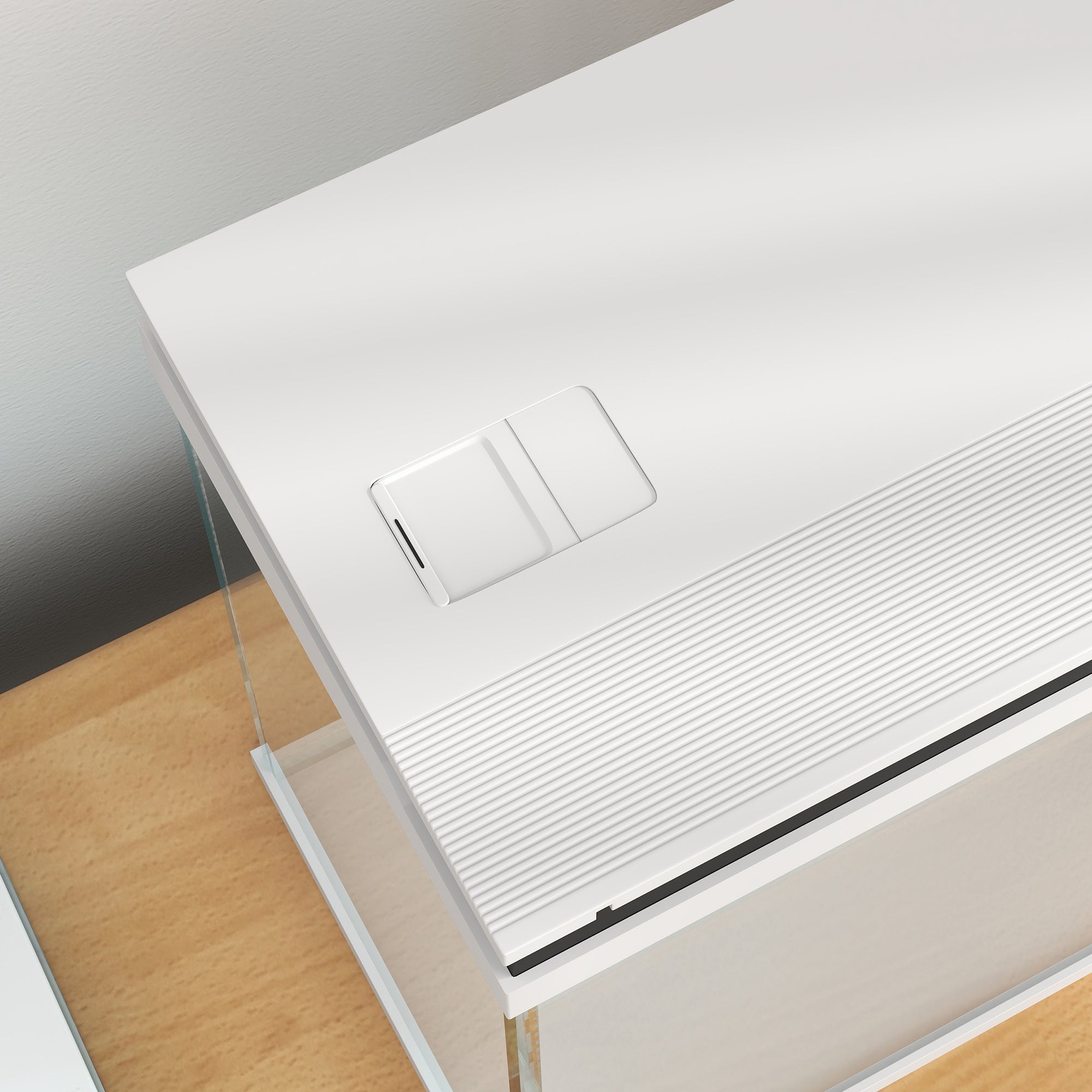 14L Glass Fish Tank with Filter System, LED Lights, Water Pump, White