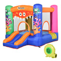 Inflatable Bouncy Castle with Basket, Trampoline & Slide Monster Design 180x250x175 cm - Multicolor