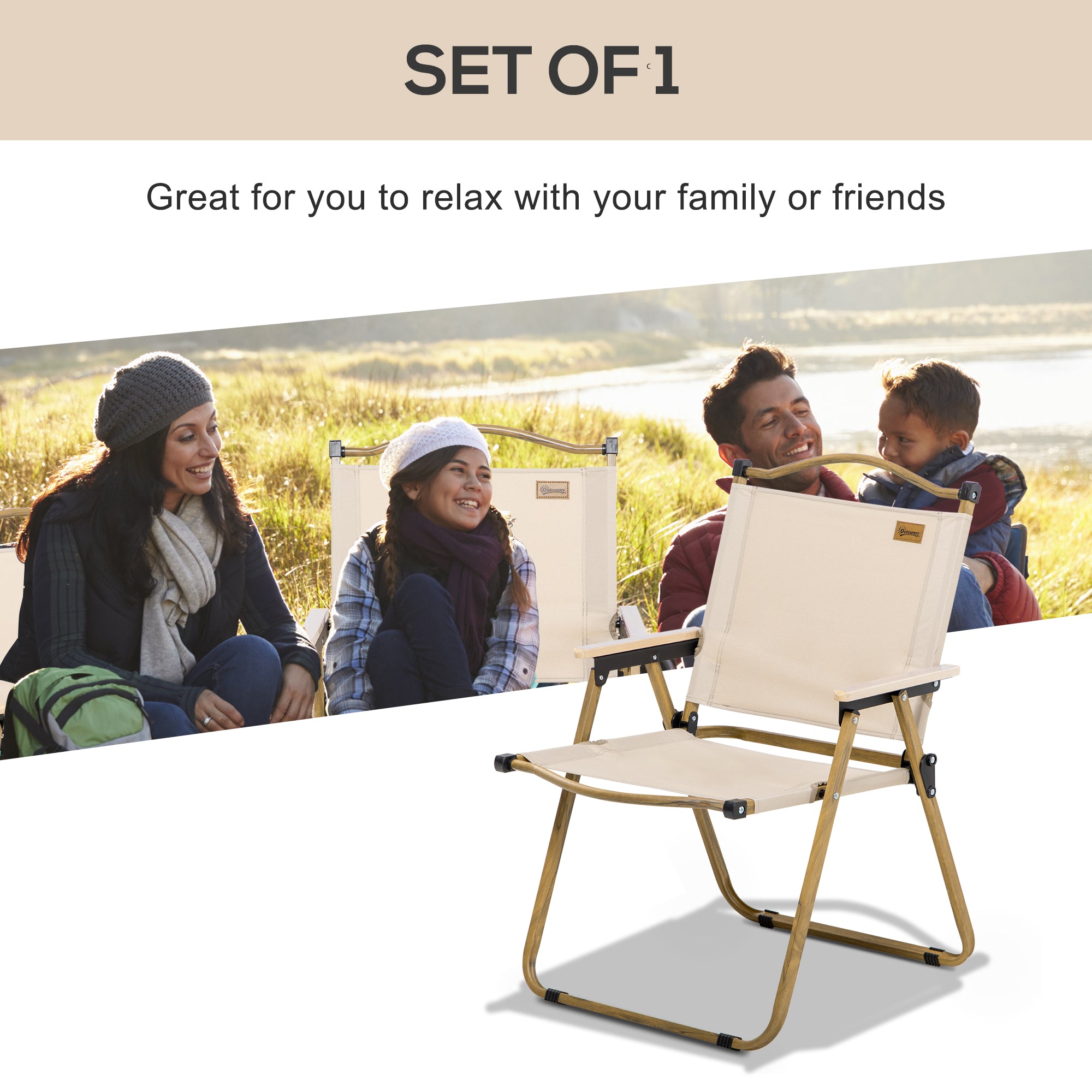 Lightweight Folding Camping Chair for Adults - Khaki