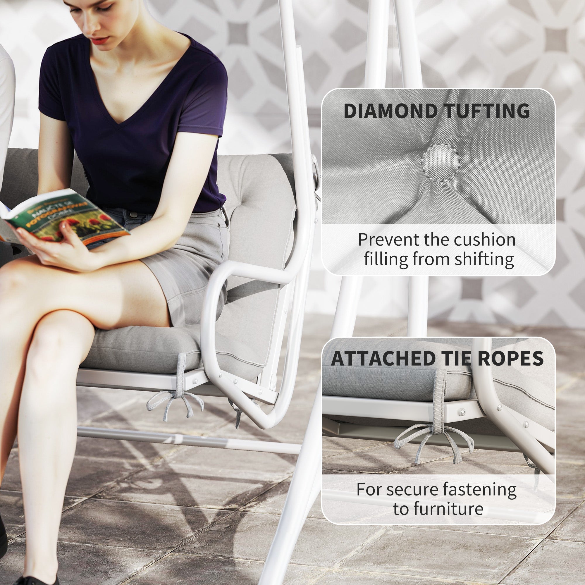 Three-Seater Bench Cushion - Light Grey