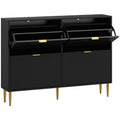 Elegant Four-Drawer Shoe Cabinet - Black