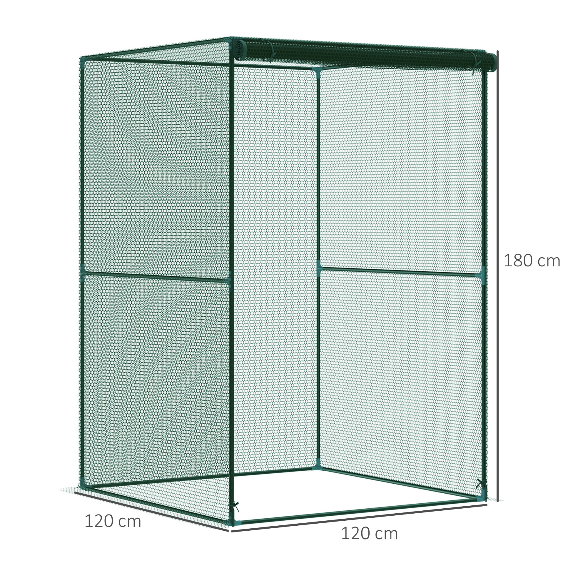 120 x 120cm Compact Plant Cage, with Netting - Green
