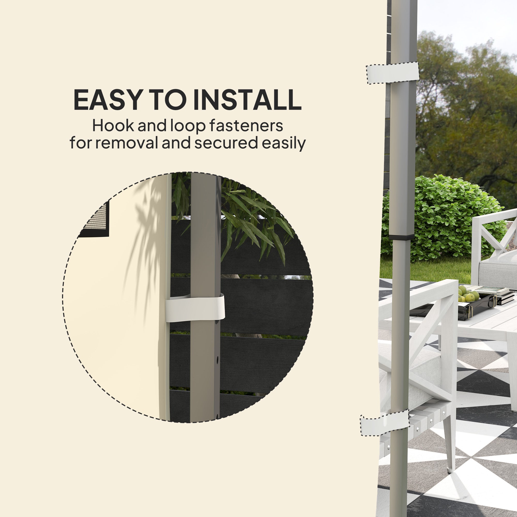 Replacement Gazebo Sidewall 195x295cm with Storage Pockets Oxford Fabric - Beige