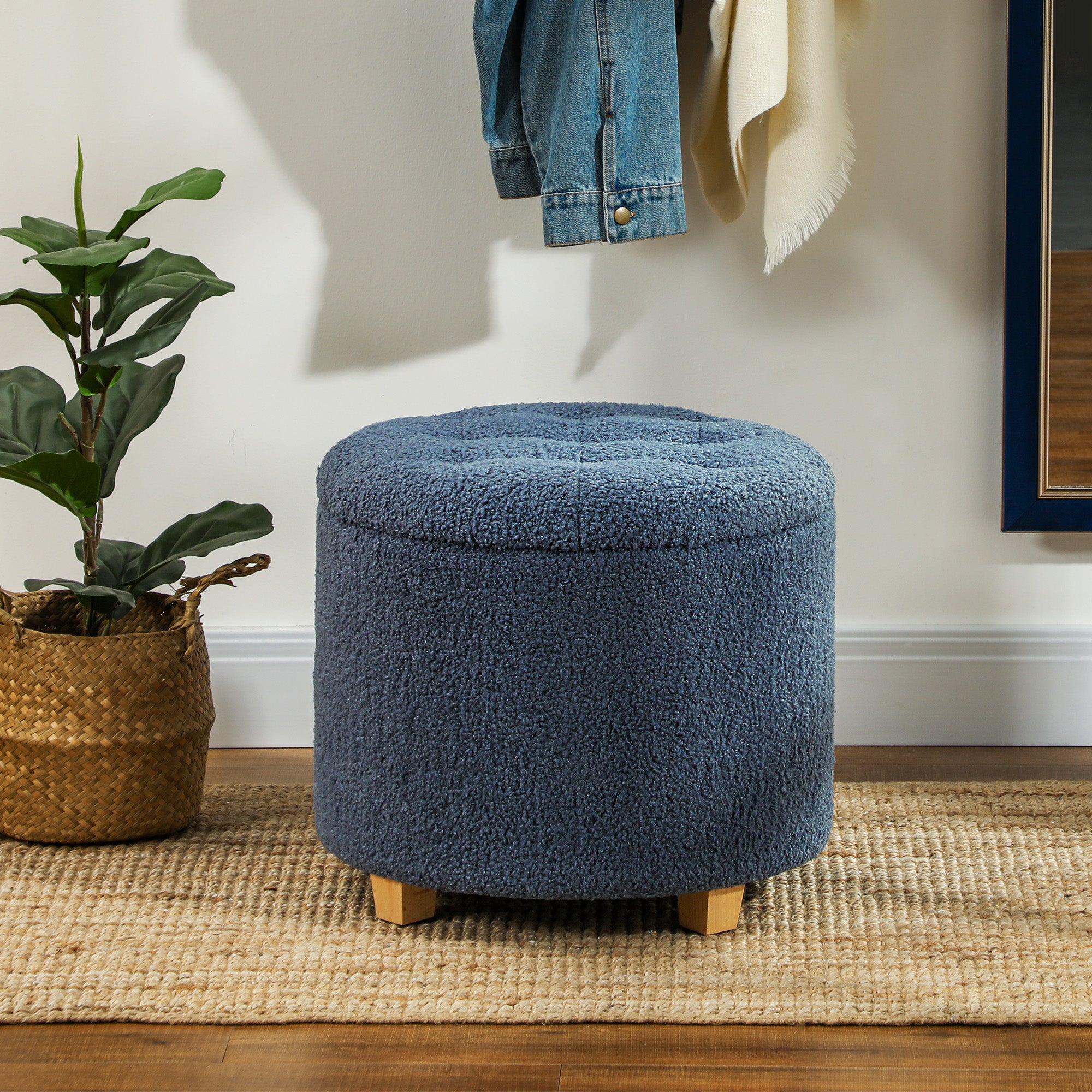 31.8L Teddy Fleece Storage Ottoman - Blue