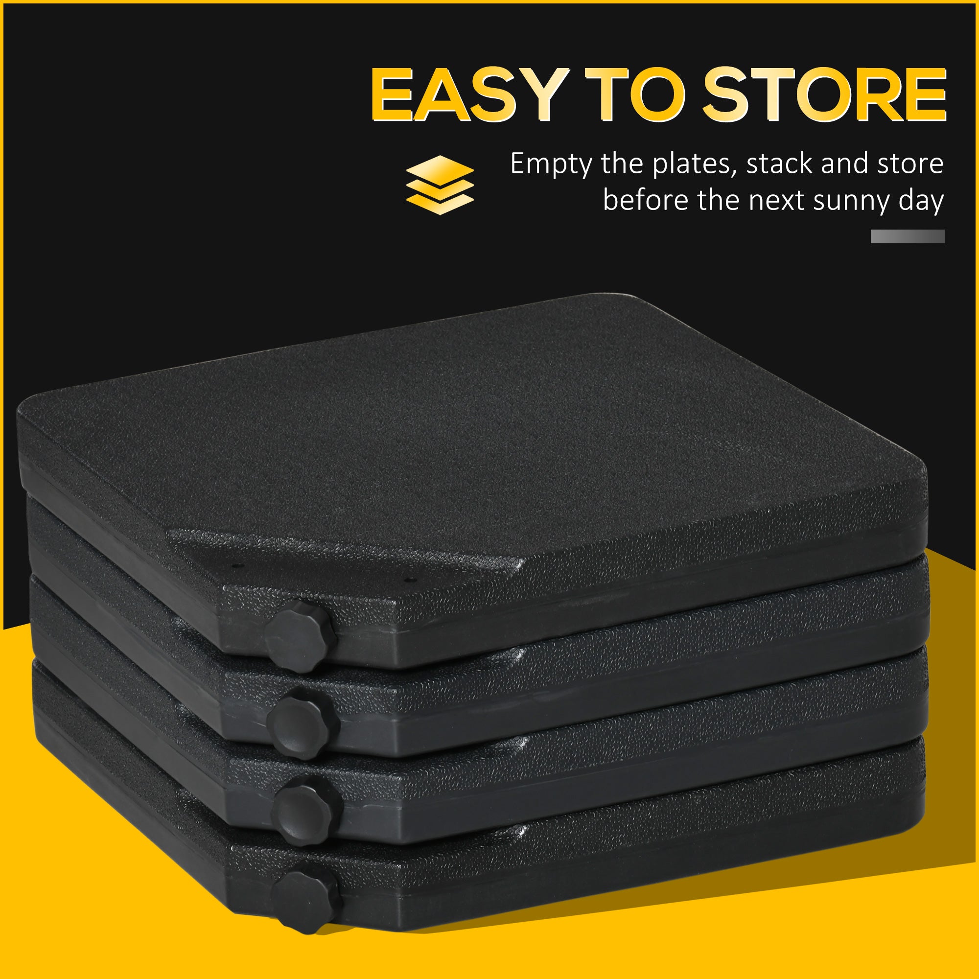 Four-Piece Plastic Cantilever Parasol Base with Hooks - Black