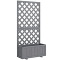 Wood Planter with Trellis for Climbing Plants, Raised Bed, Planter Box with Drainage Holes to Grow Herbs Flowers, Grey