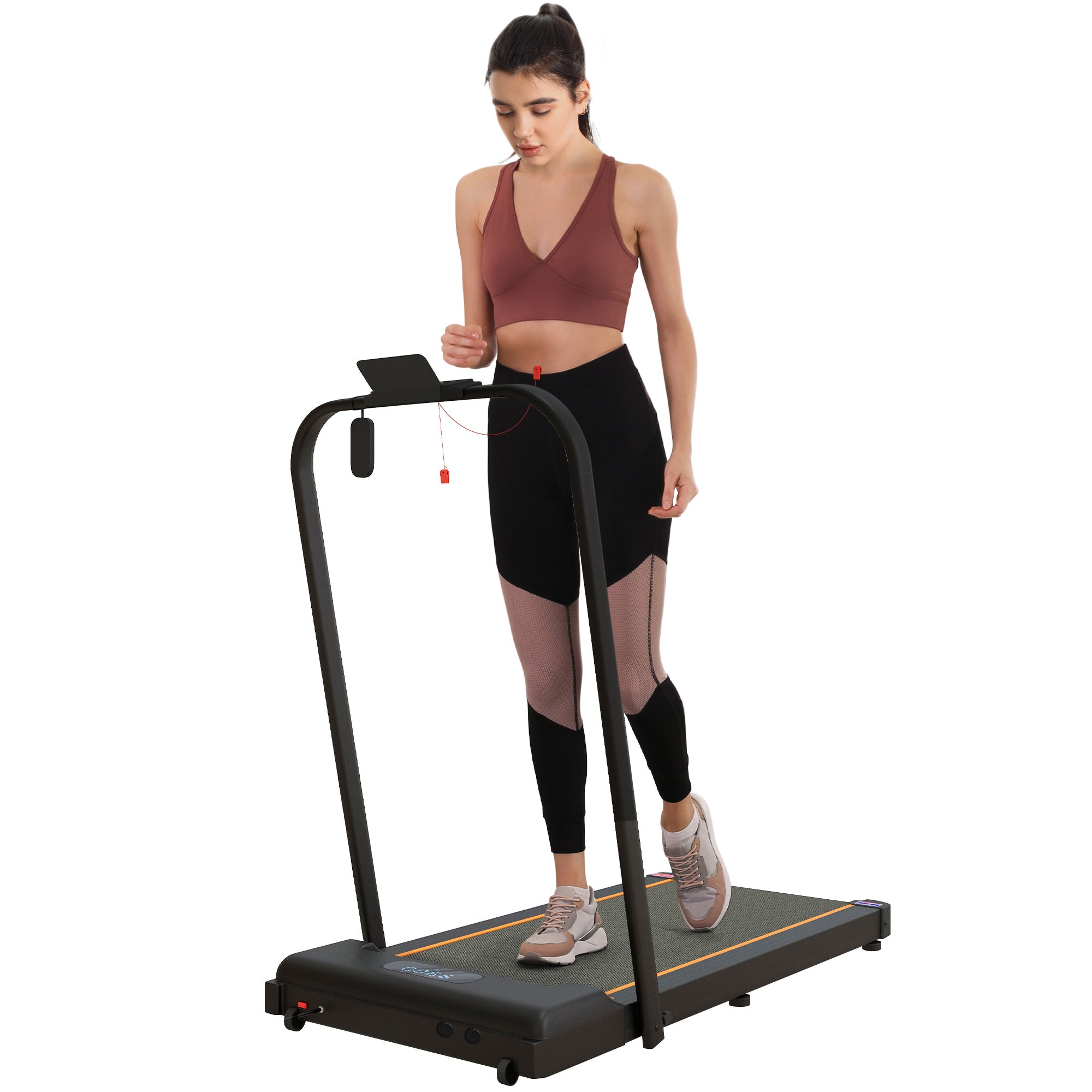 2.5HP Walking Pad, 1-6km/h Folding Treadmill with Remote Control and LED Display for Home Gym Office, Orange