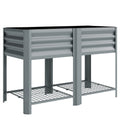 Raised Garden Bed with Storage Shelf Steel Elevated Planter Box with Legs for Outdoor Vegetables Flowers