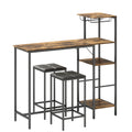 3 Piece Breakfast Bar Table and Stools Set, Rustic Brown