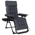 Zero Gravity Chair, Folding Sun Lounger Reclining Garden Chair with Arm Pads, Cushion, Cup Holder, Headrest, Dark Grey