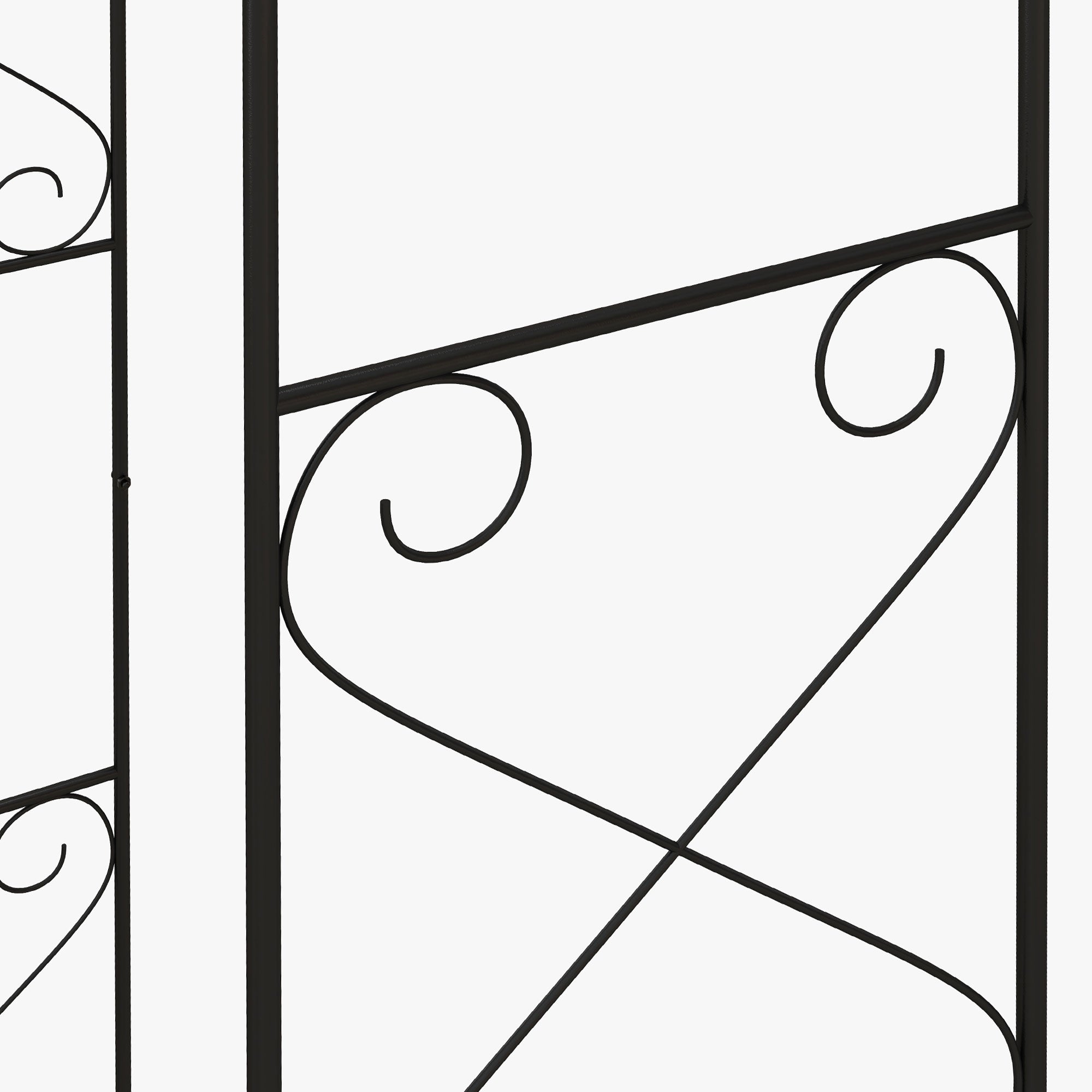 Decorative Garden Arch with Gate Set - Powder Coated Steel Black