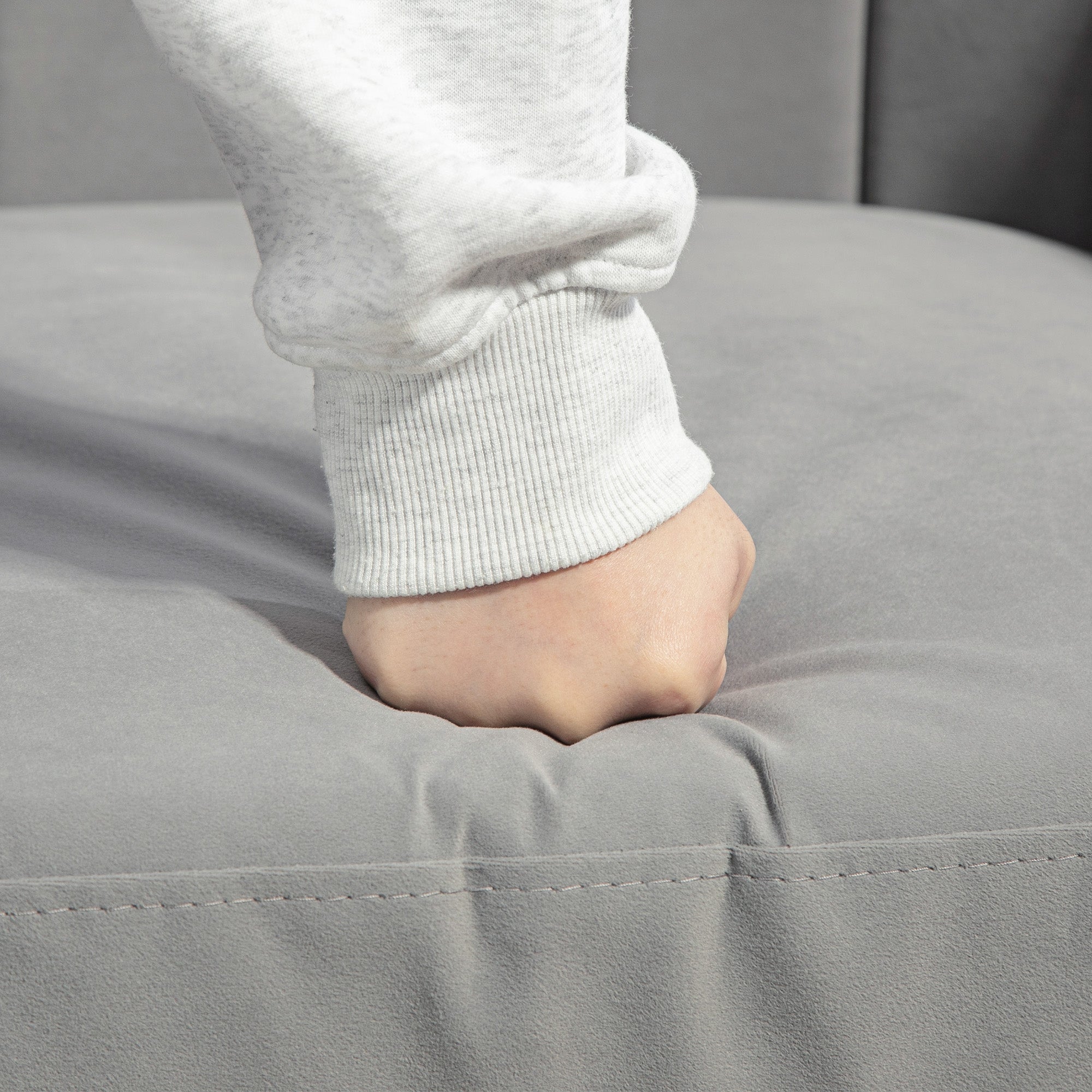 Velvet-Feel Shell Back Accent Chair - Grey