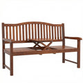 Garden Loveseat Bench, 2-3 Seater Outdoor Bench with Liftable Table and Waterproof Cover, Light Brown