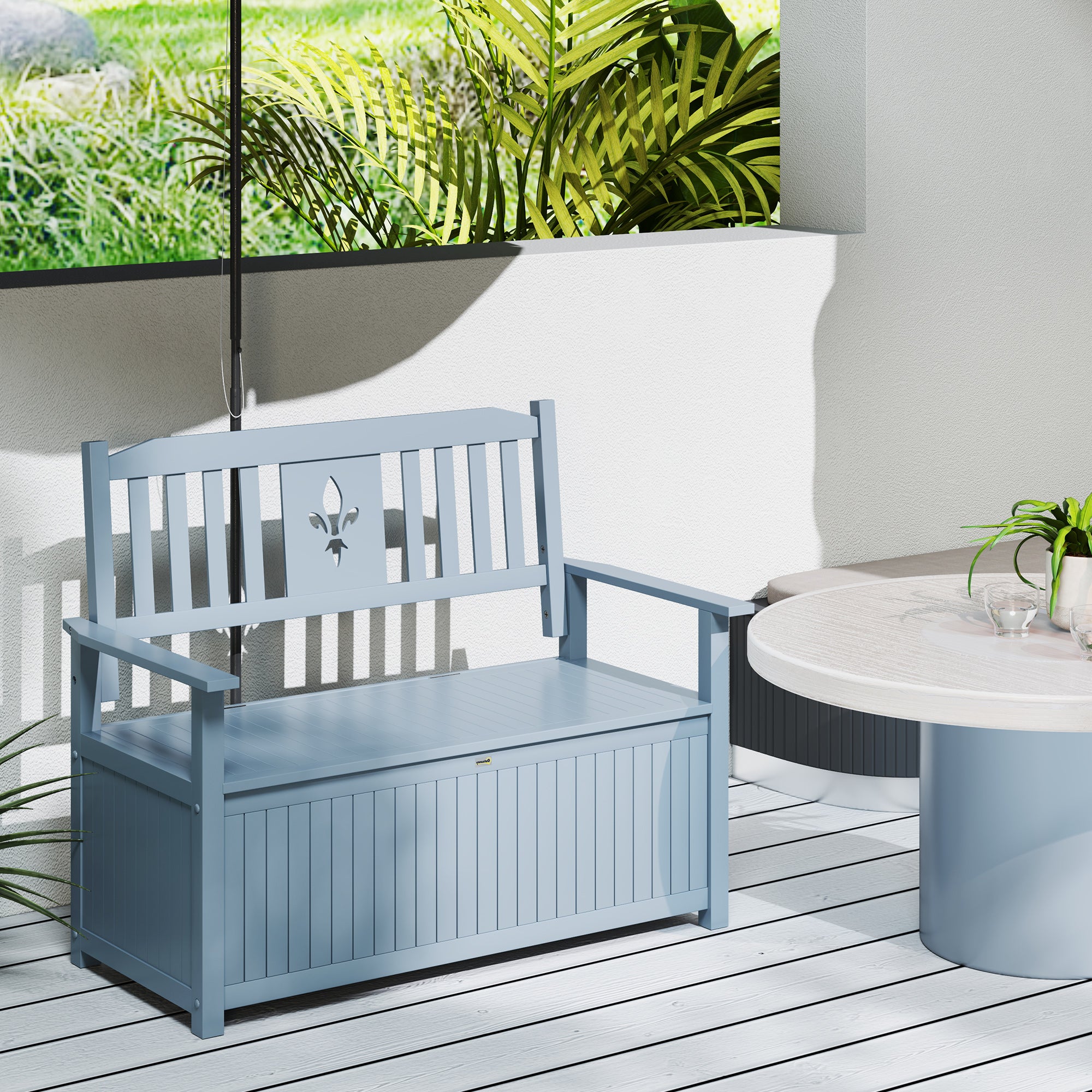 2 Seater Wooden Storage Bench with Hidden Compartment - Grey
