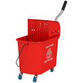 20L Mop Bucket with Water Separation Panel and Wheels - Red