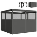 4 Pack Replacement Gazebo Curtains Privacy Panel for Most 3 x 3 m Gazebo, Outdoor Shelter Sidewalls, Dark Grey