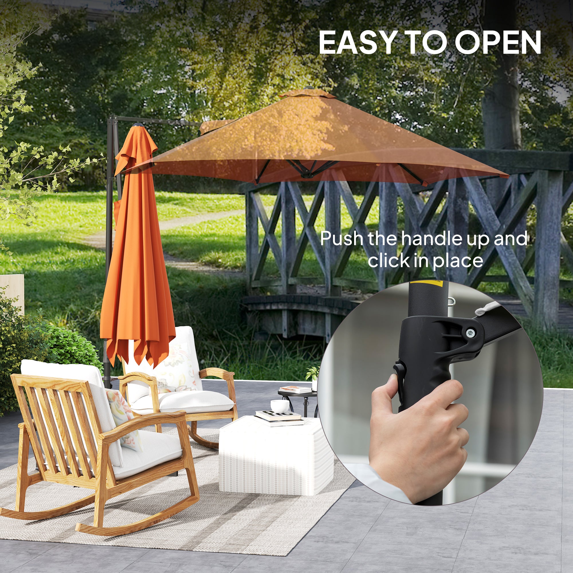 2.5m Rotating Cantilever Parasol with Base - Orange Polyester Canopy