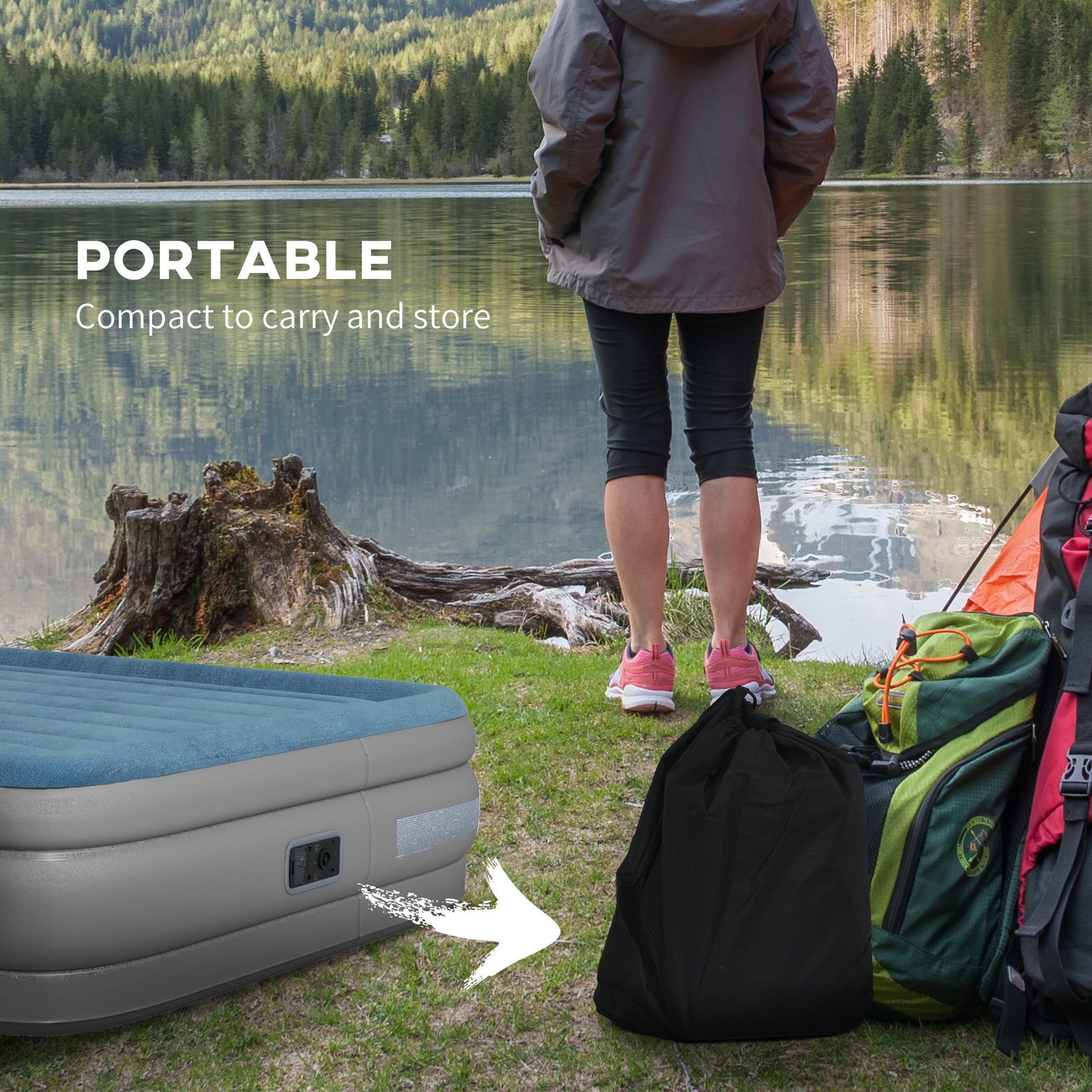 King Size Inflatable Mattress with Built-In Electric Pump - Comfortable and Durable