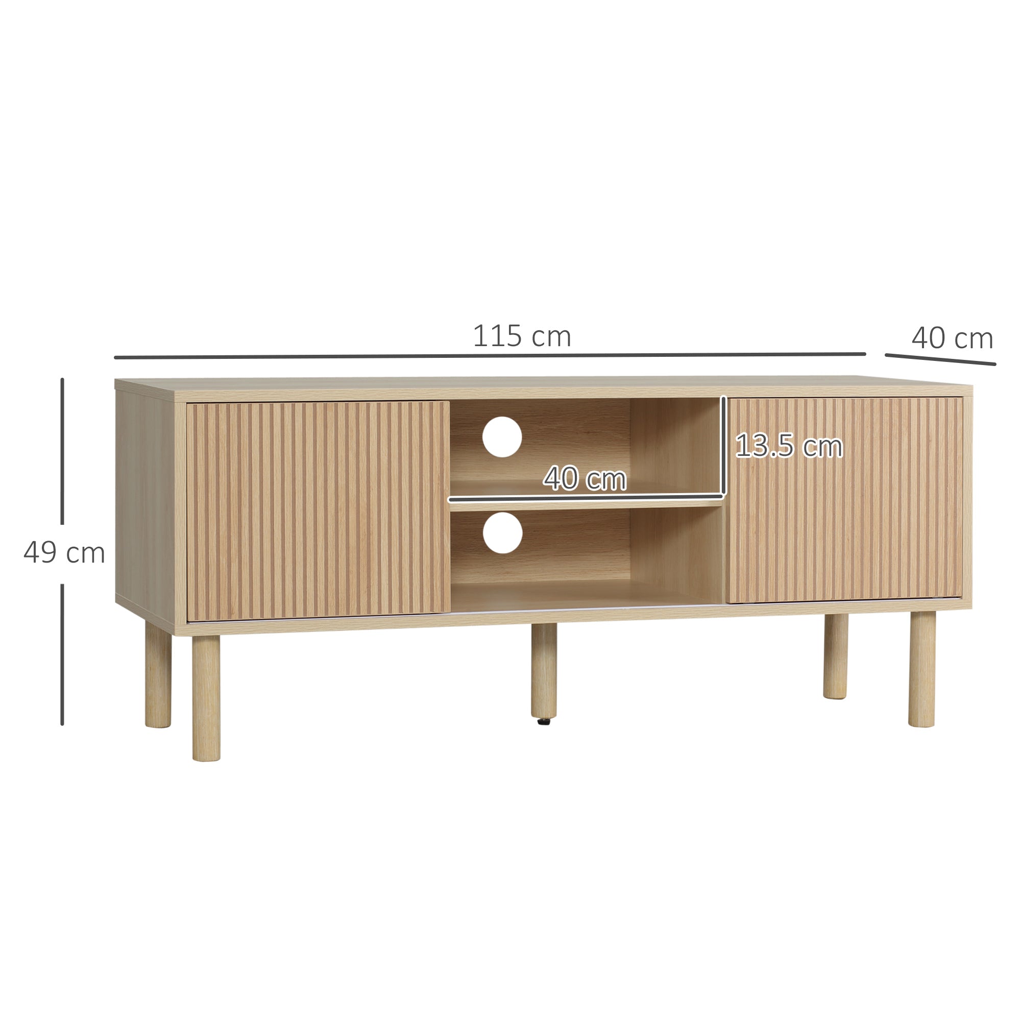 Sliding Door TV Cabinet Stand - Oak Wood-Effect