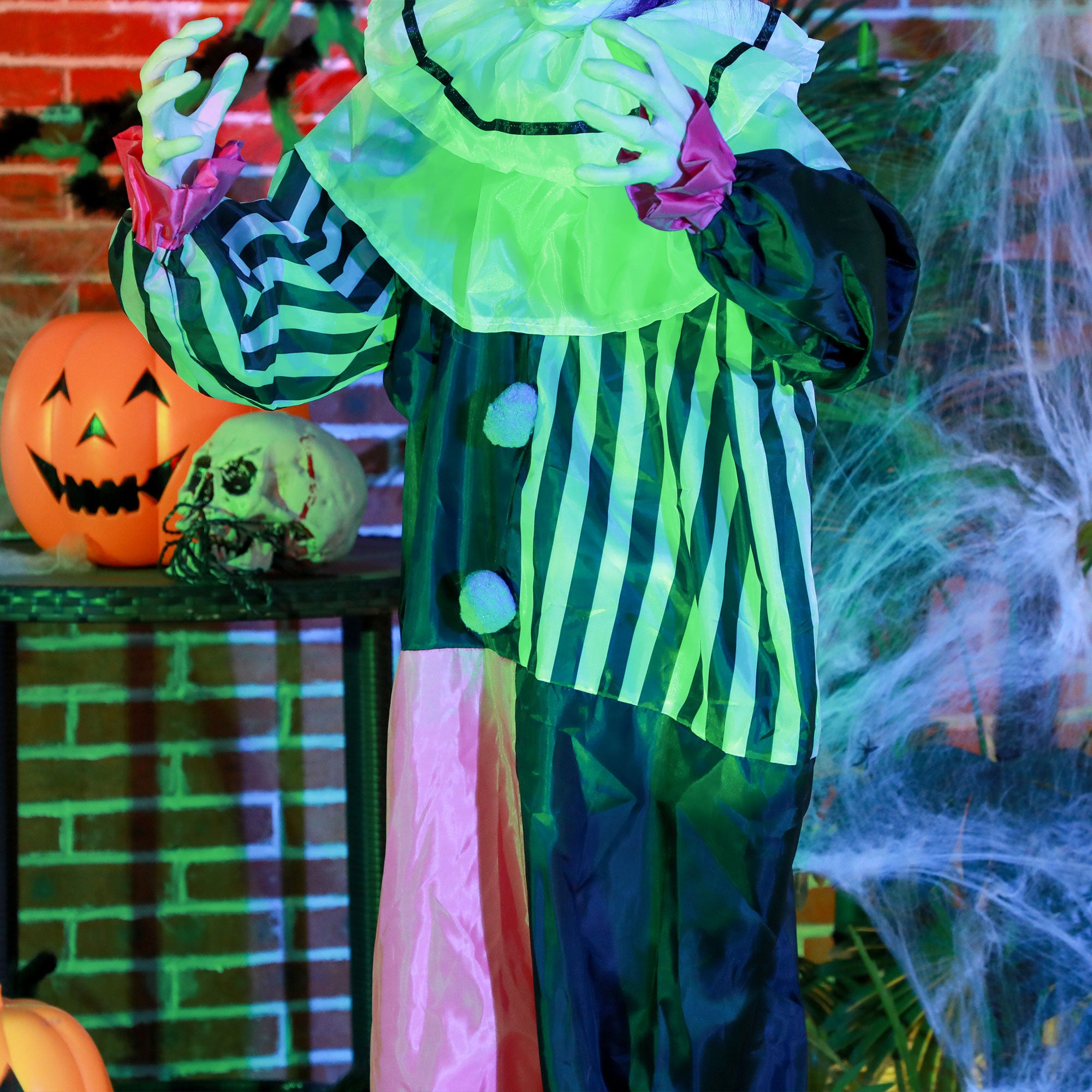 5'6" Scary Laughing Clown Halloween Animatronic, with Glowing Eyes