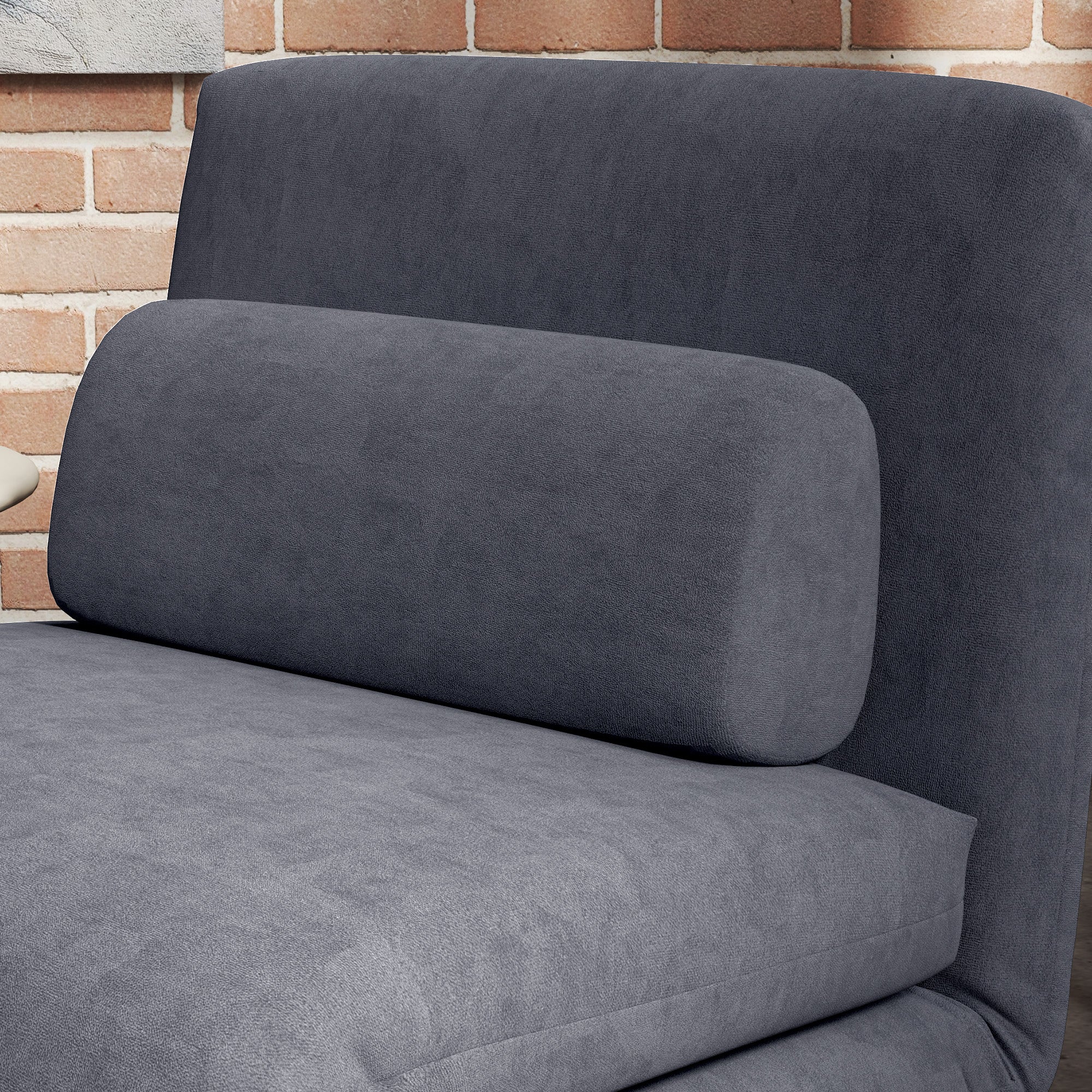 Single Velvet-Feel Sleeper Chair - Charcoal Grey